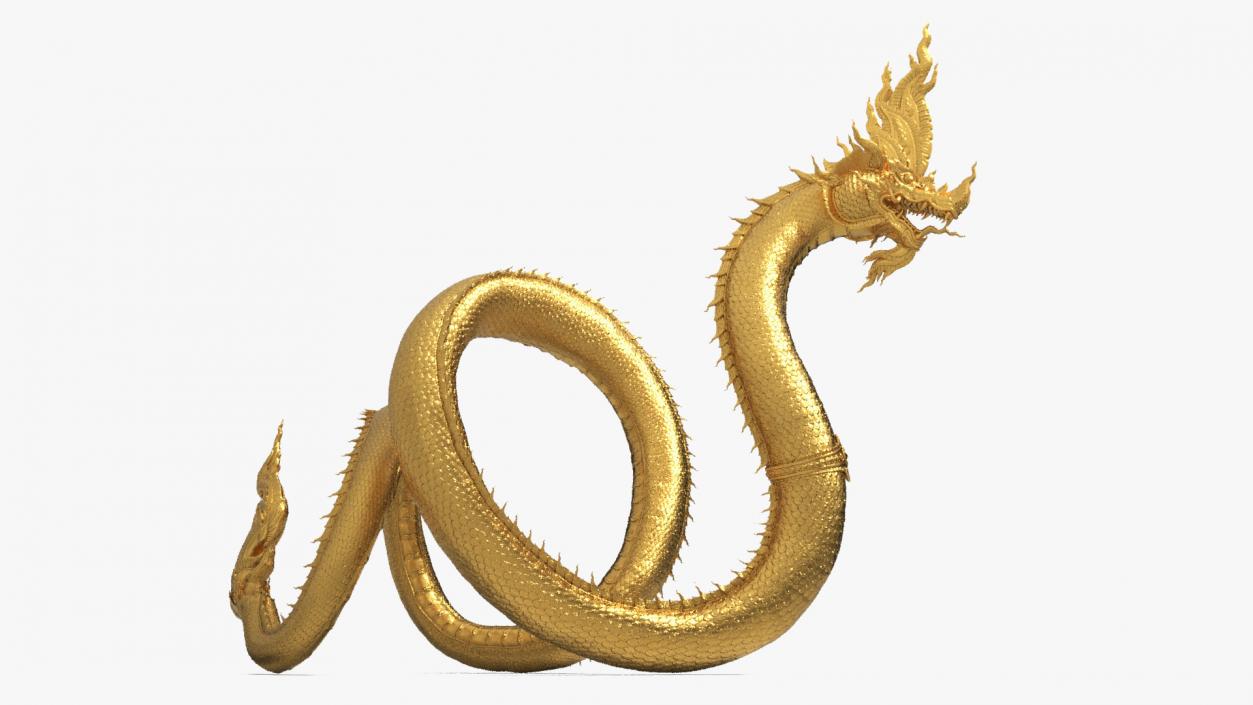 3D Naga Dragon Gold Statue model