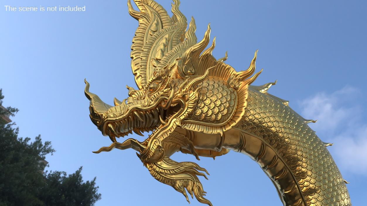 3D Naga Dragon Gold Statue model