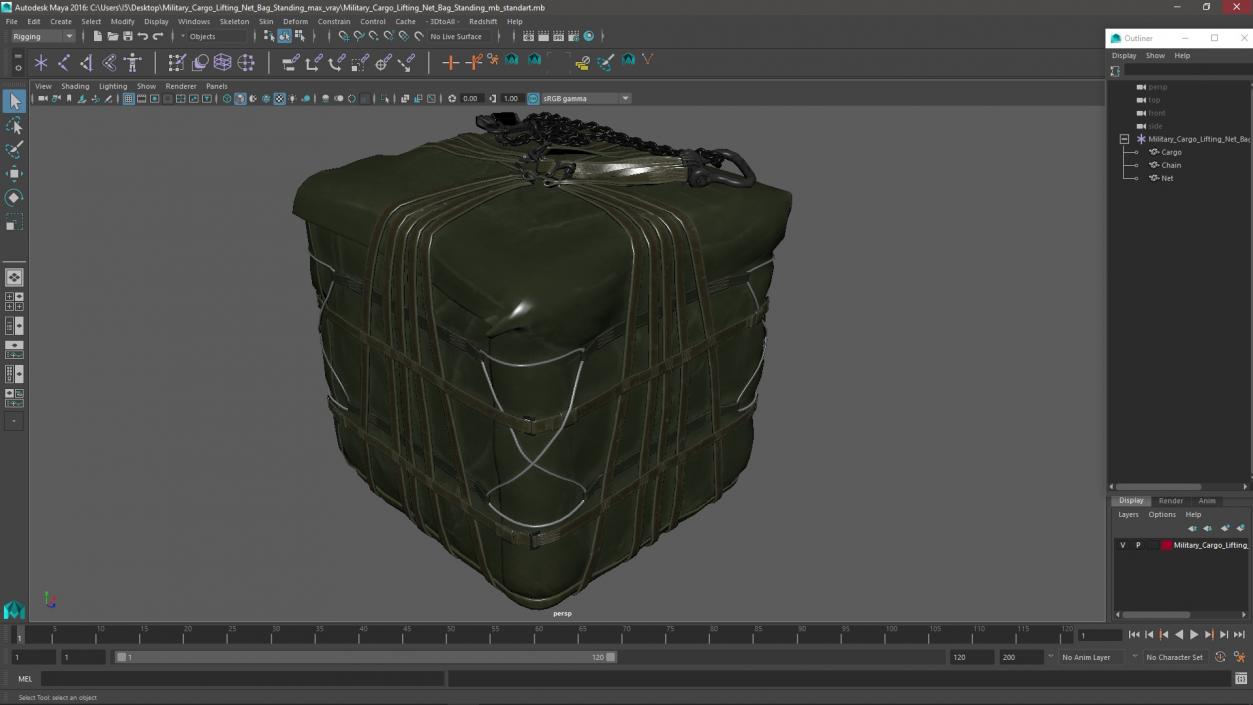 Military Cargo Lifting Net Bag Standing 3D model