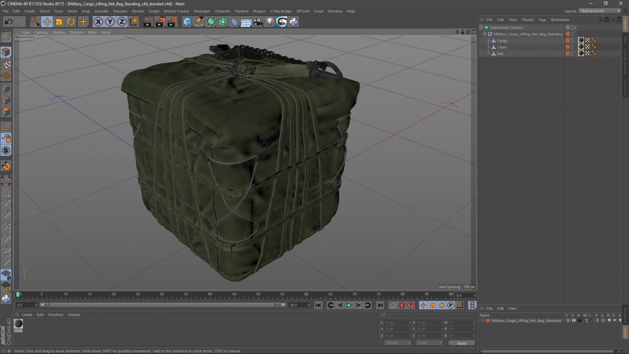 Military Cargo Lifting Net Bag Standing 3D model