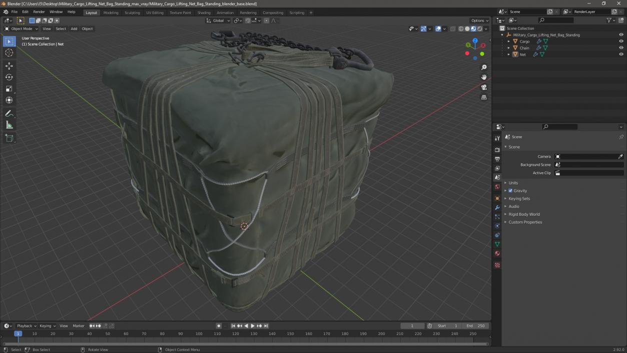 Military Cargo Lifting Net Bag Standing 3D model