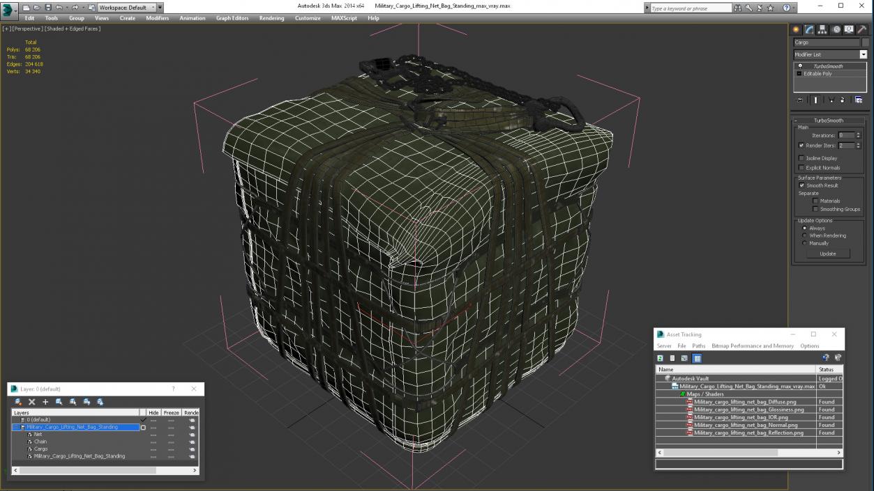 Military Cargo Lifting Net Bag Standing 3D model