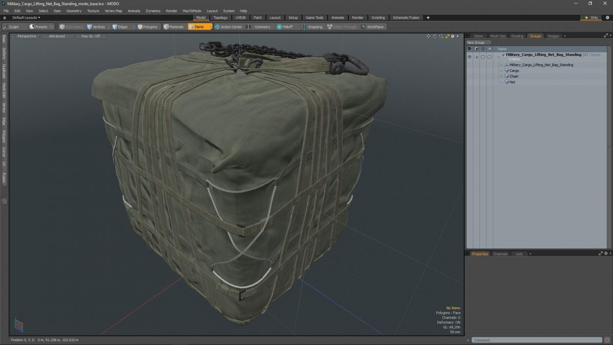 Military Cargo Lifting Net Bag Standing 3D model