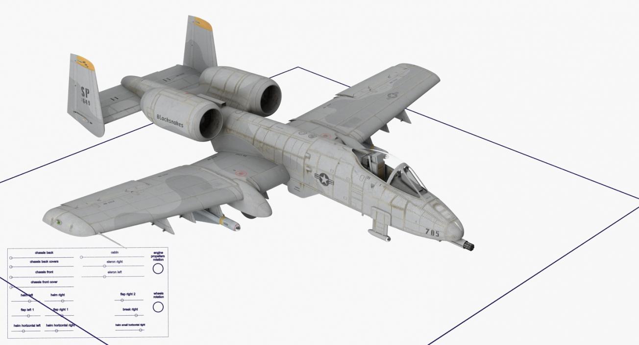 Attack Aircraft A-10 Thunderbolt II Rigged 3D