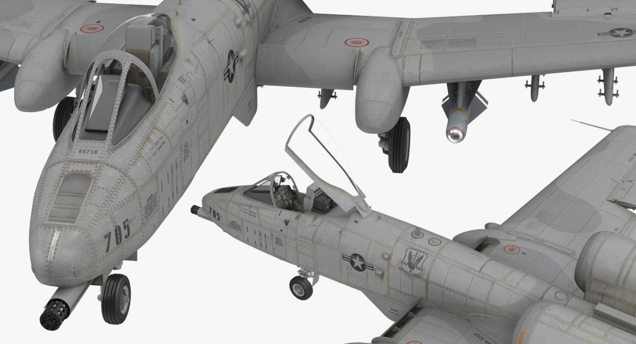 Attack Aircraft A-10 Thunderbolt II Rigged 3D