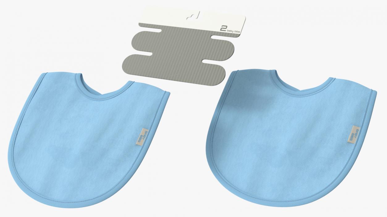 3D Two Blue Baby Bibs on Hanger model