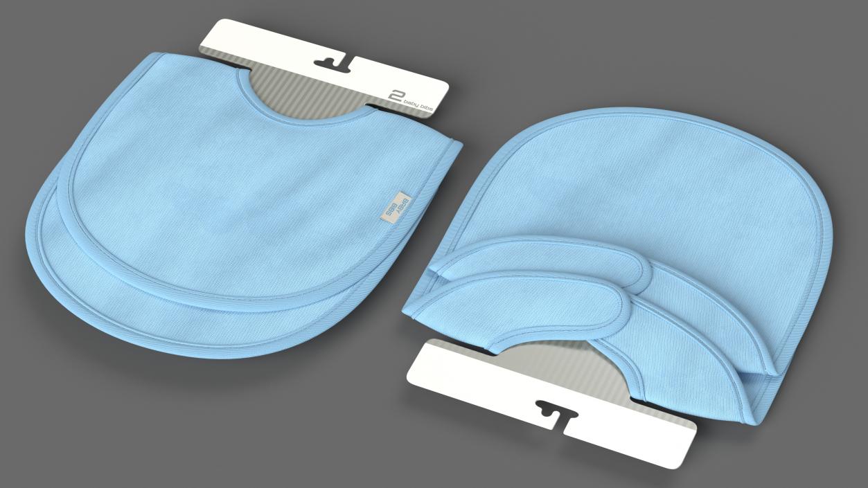 3D Two Blue Baby Bibs on Hanger model