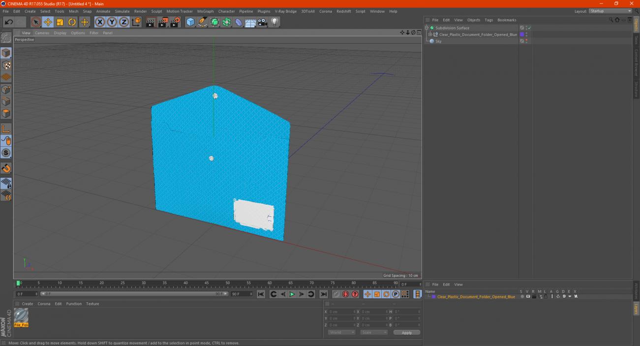 Clear Plastic Document Folder Open Blue 3D model