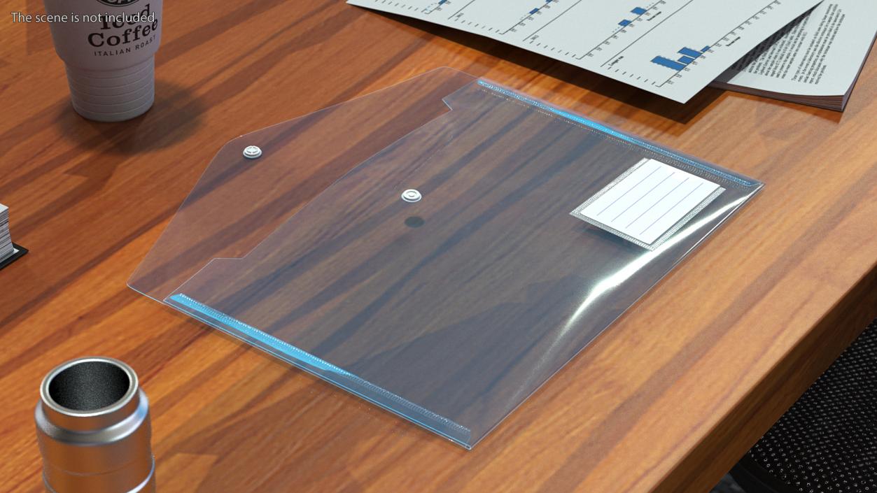 Clear Plastic Document Folder Open Blue 3D model