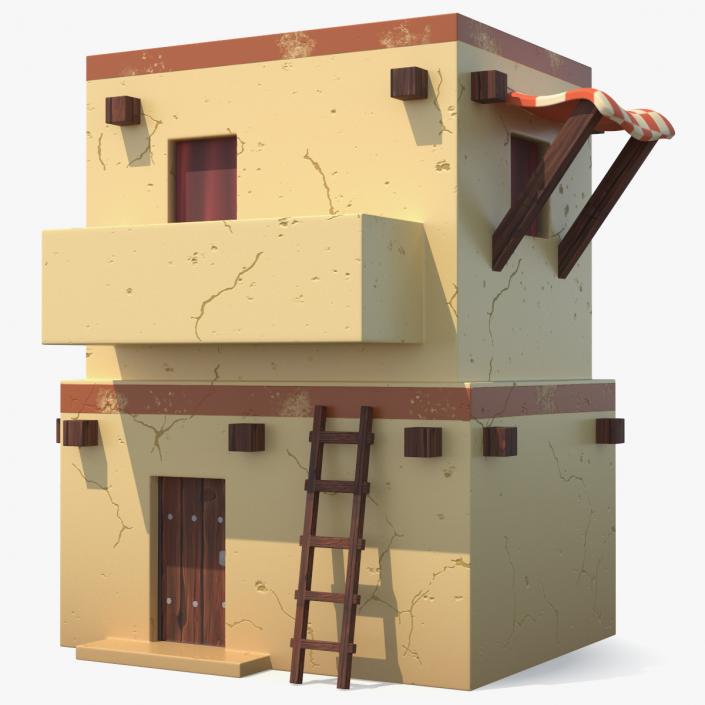 3D model Stylized Arabian House with Awning and Ladder