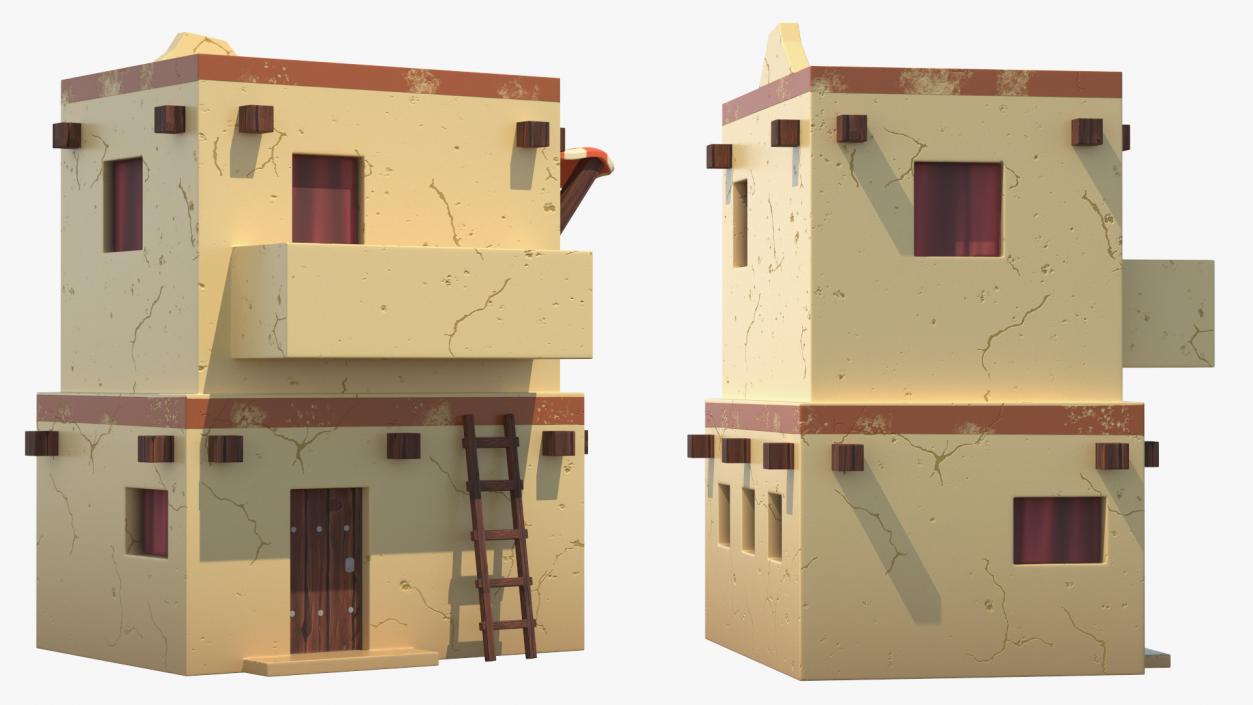 3D model Stylized Arabian House with Awning and Ladder