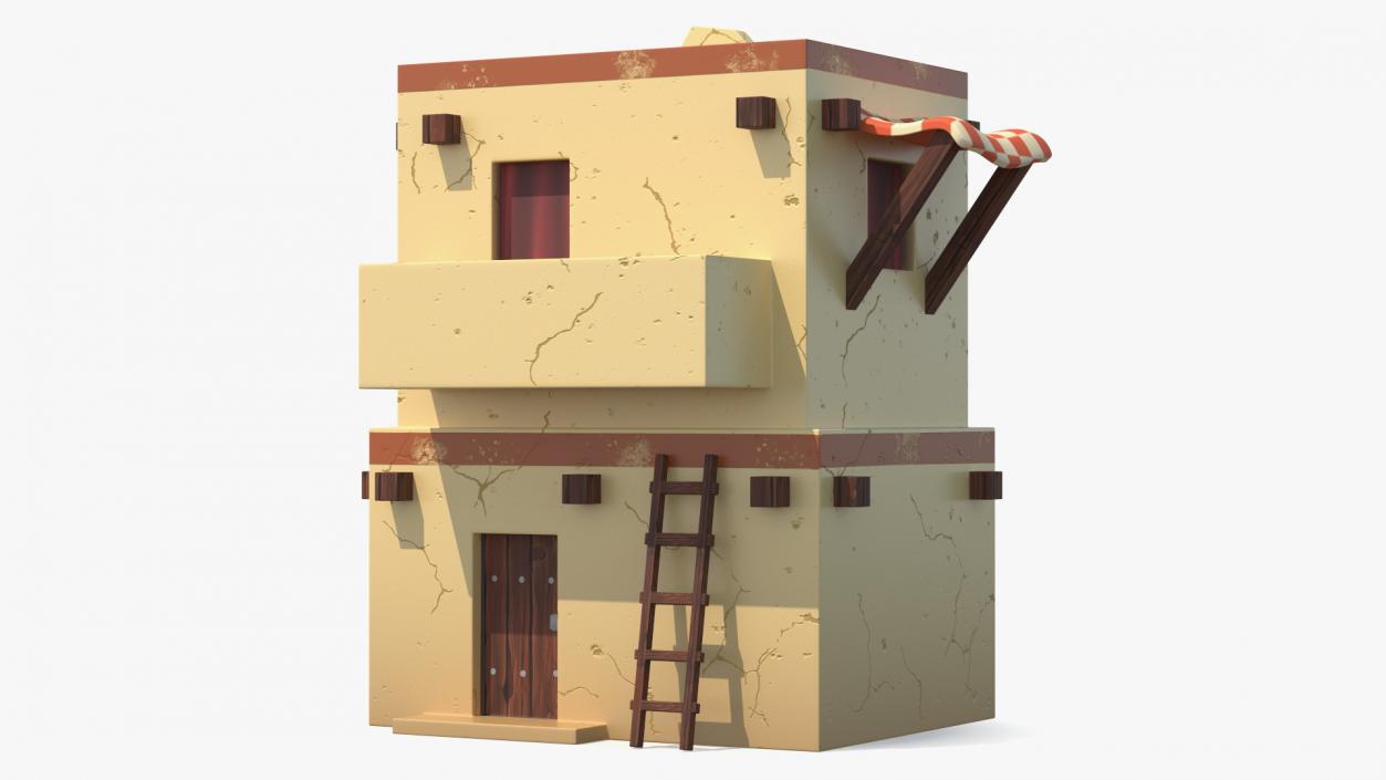 3D model Stylized Arabian House with Awning and Ladder