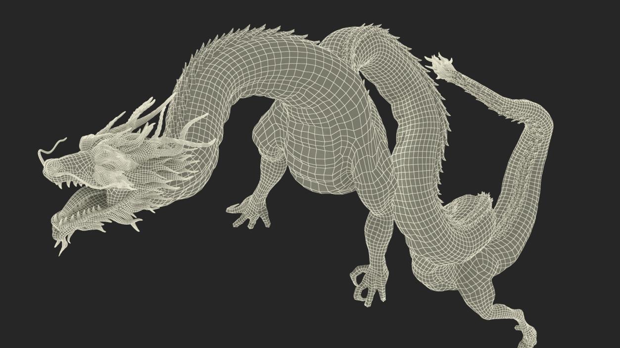 Asian Mythical Serpent Dragon Blue Rigged for Cinema 4D 2 3D