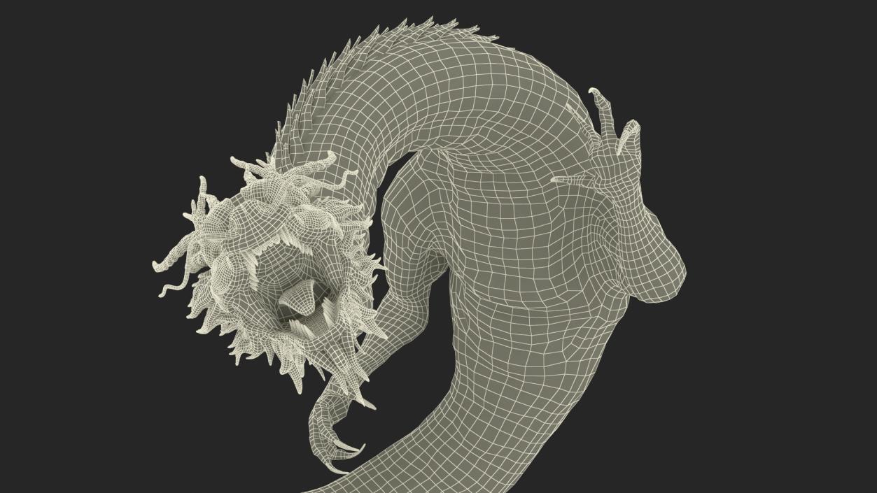 Asian Mythical Serpent Dragon Blue Rigged for Cinema 4D 2 3D