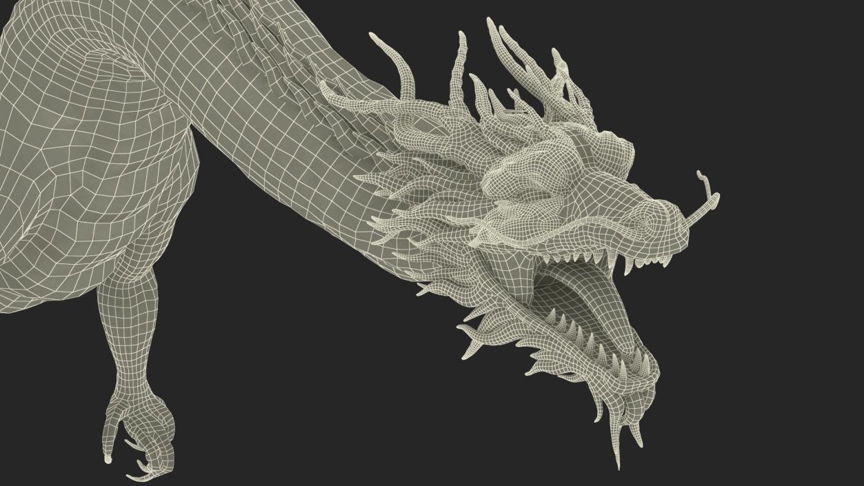 Asian Mythical Serpent Dragon Blue Rigged for Cinema 4D 2 3D