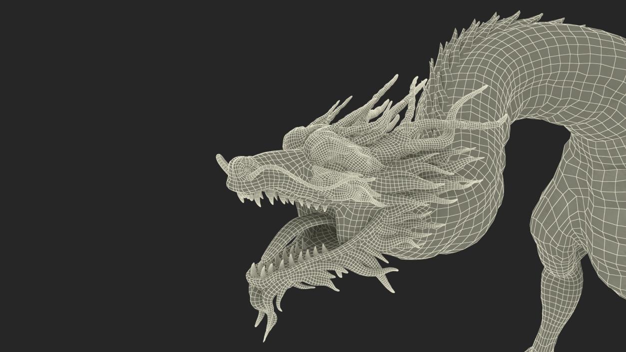 Asian Mythical Serpent Dragon Blue Rigged for Cinema 4D 2 3D