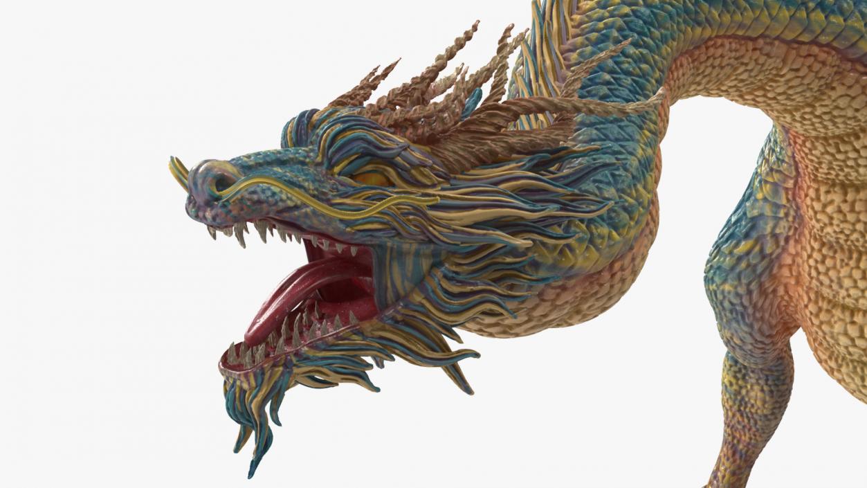 Asian Mythical Serpent Dragon Blue Rigged for Cinema 4D 2 3D