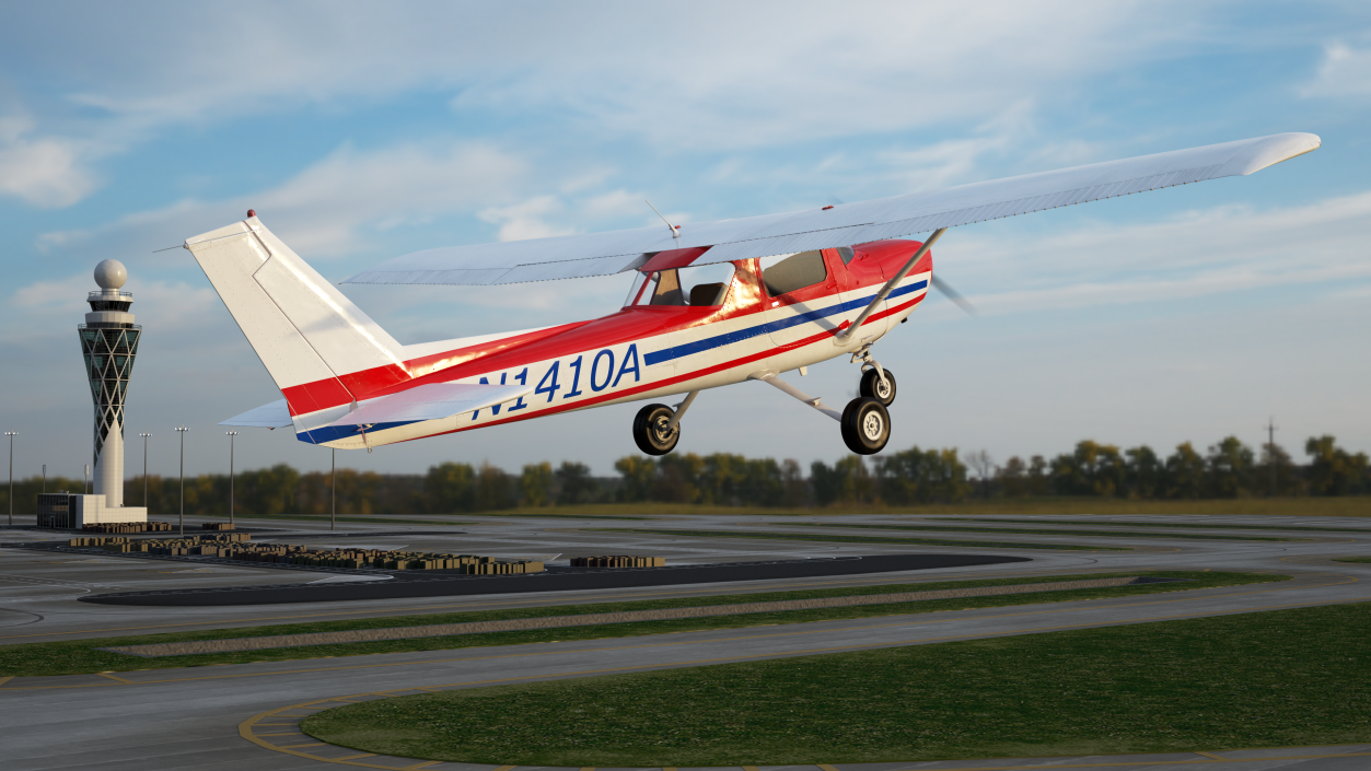 Light Utility Aircraft Cessna 150 Rigged for Maya 3D model