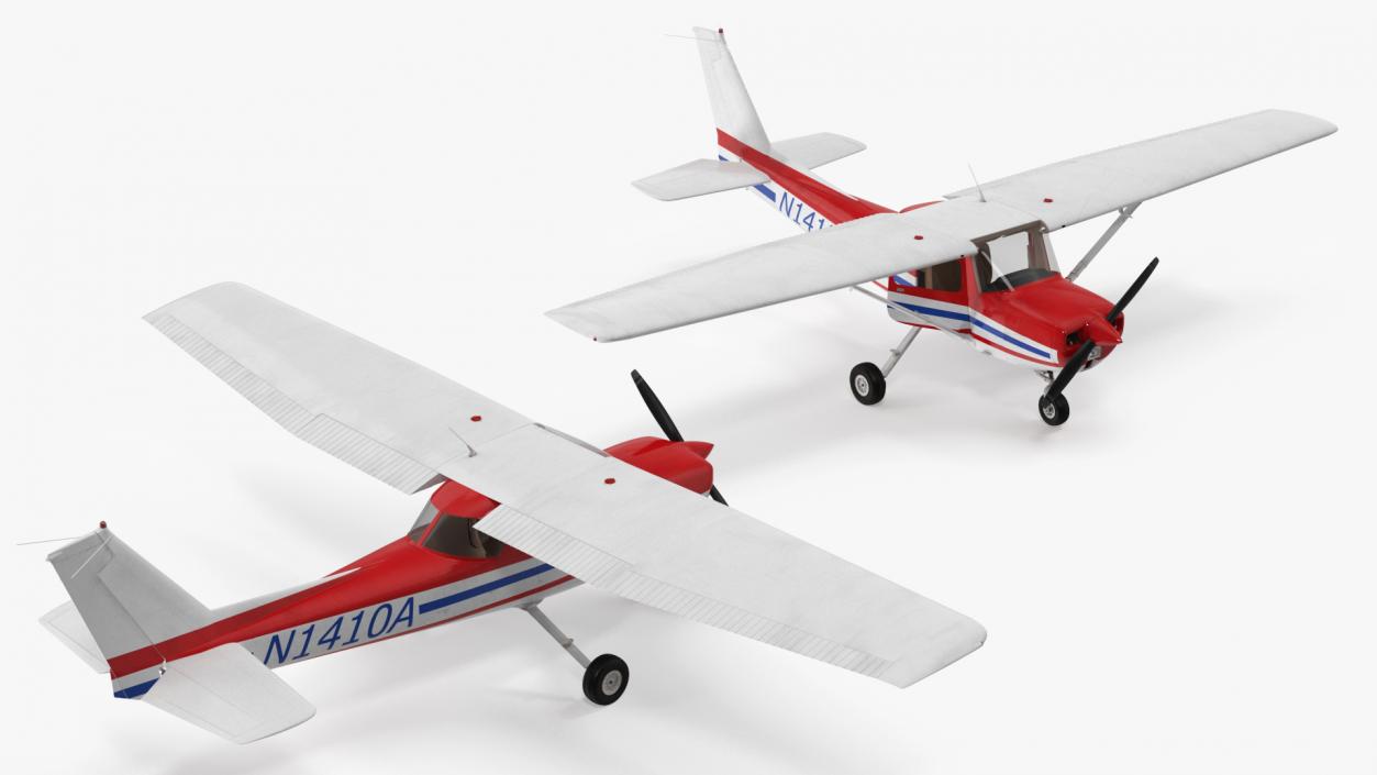 Light Utility Aircraft Cessna 150 Rigged for Maya 3D model