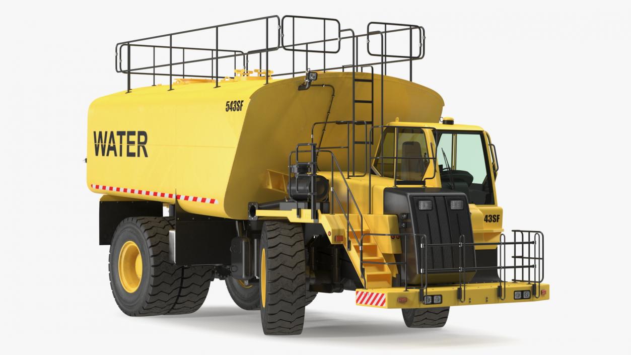 Yellow Construction Water Truck Rigged for Maya 3D