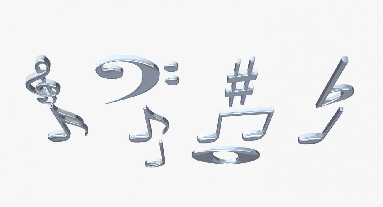 3D model Silver Musical Notes