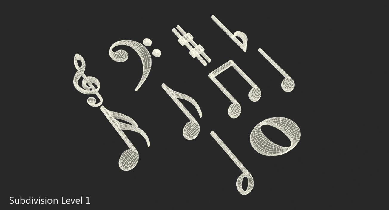 3D model Silver Musical Notes