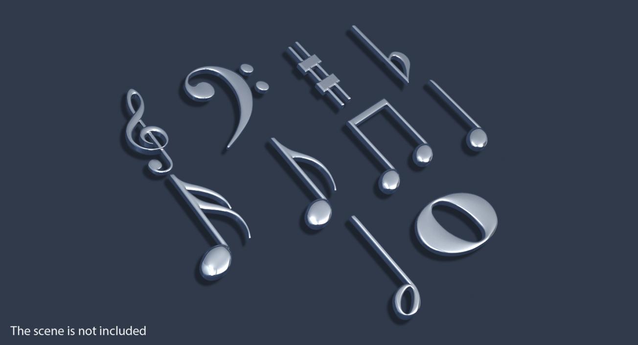 3D model Silver Musical Notes