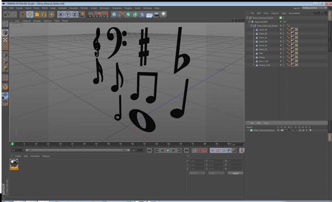 3D model Silver Musical Notes