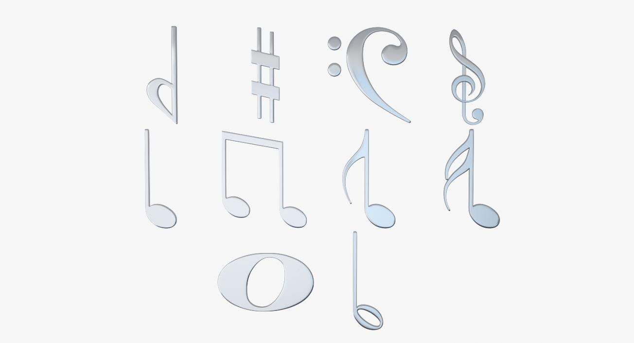 3D model Silver Musical Notes