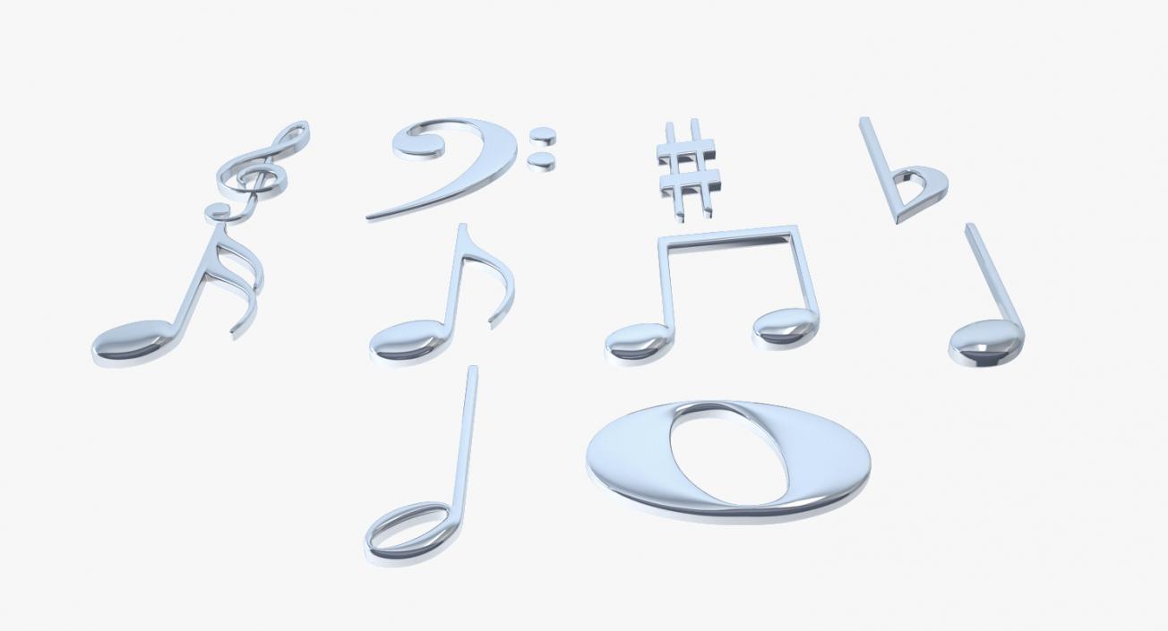 3D model Silver Musical Notes