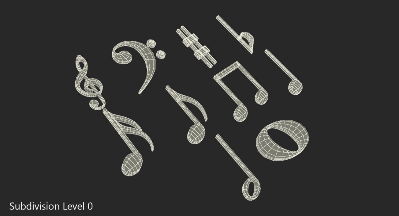 3D model Silver Musical Notes