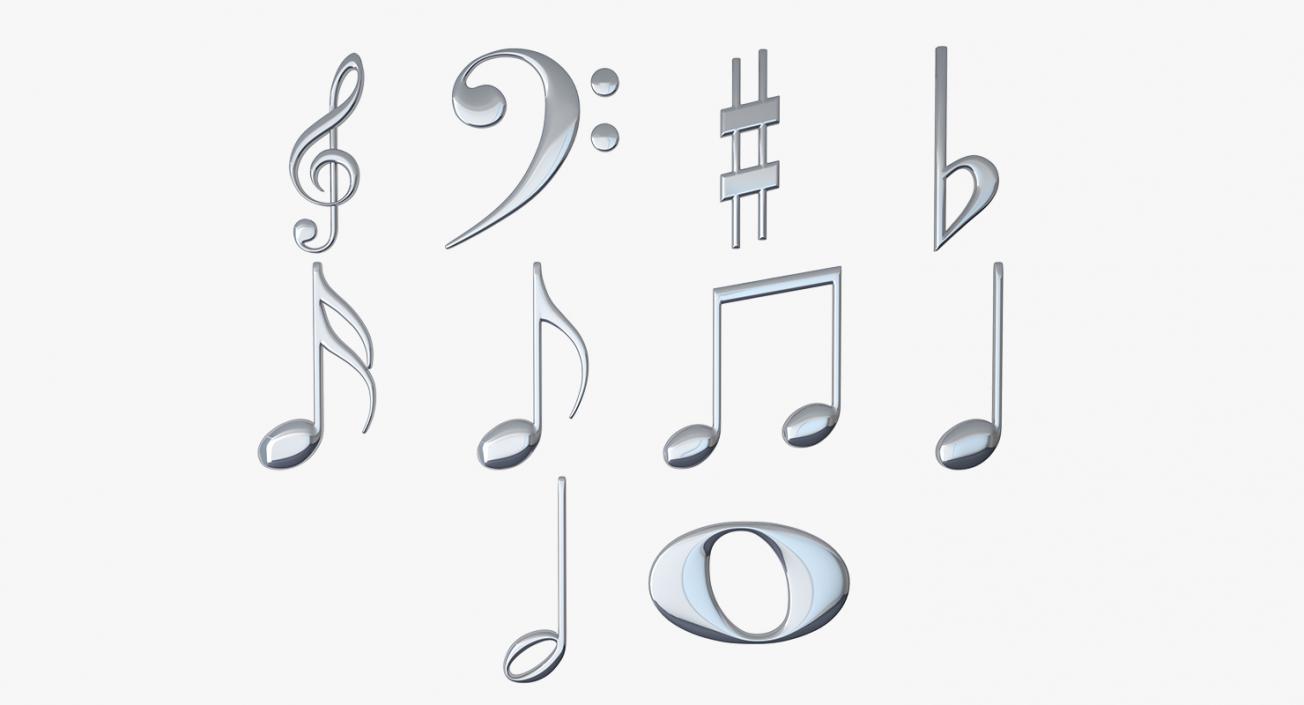 3D model Silver Musical Notes