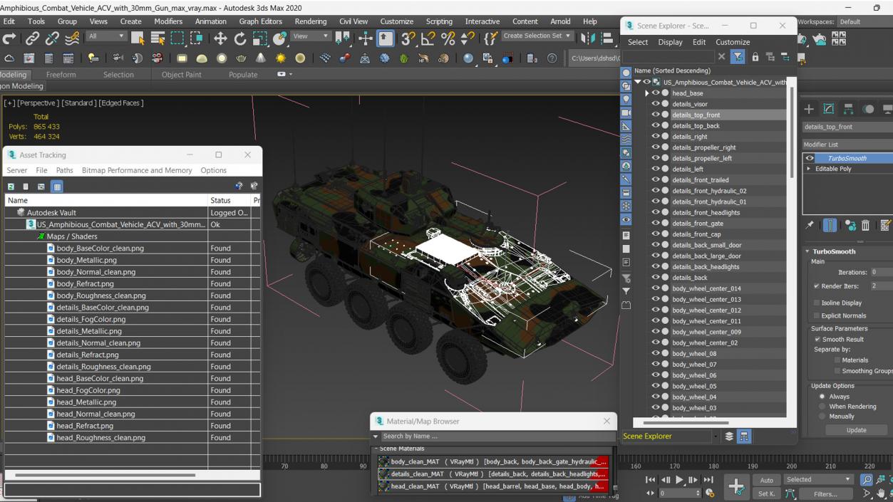 3D US Amphibious Combat Vehicle ACV with 30mm Gun 2 model