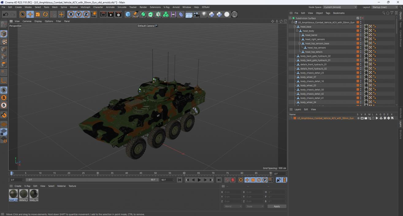 3D US Amphibious Combat Vehicle ACV with 30mm Gun 2 model