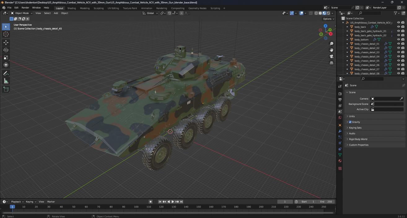 3D US Amphibious Combat Vehicle ACV with 30mm Gun 2 model