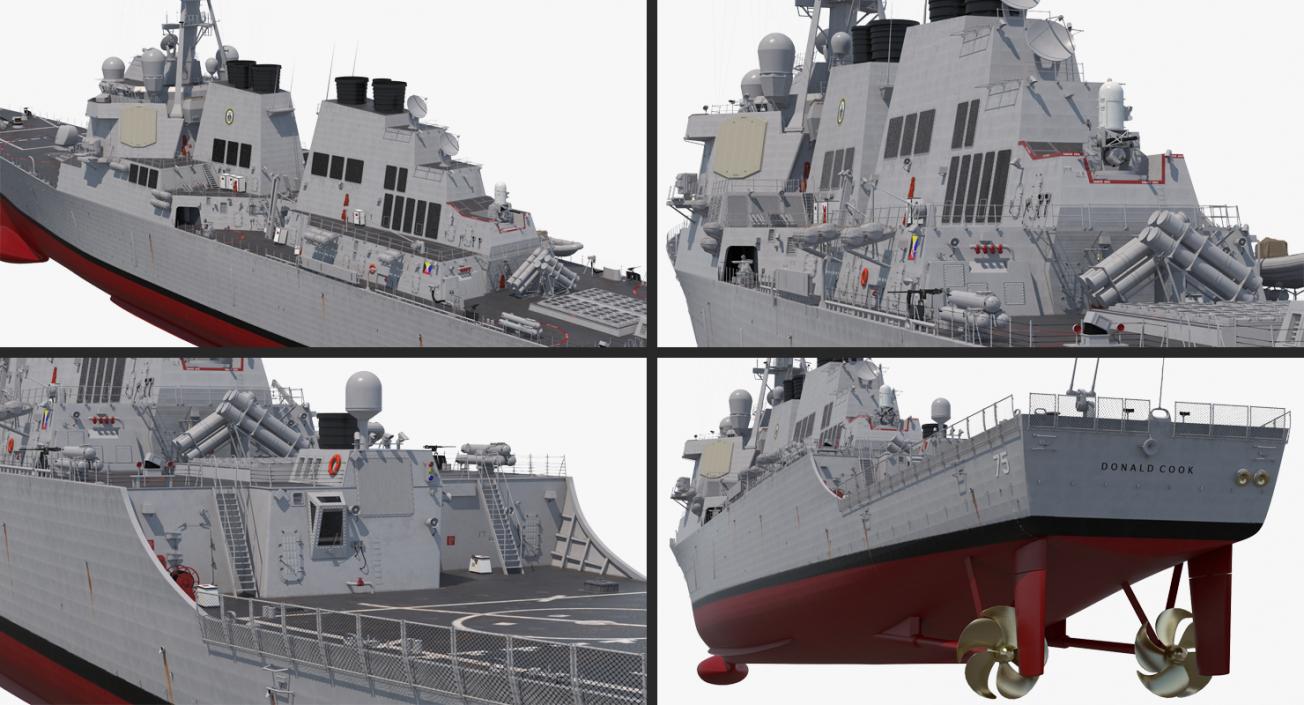 Arleigh Burke Destroyer Donald Cook DDG-75 Rigged 3D model