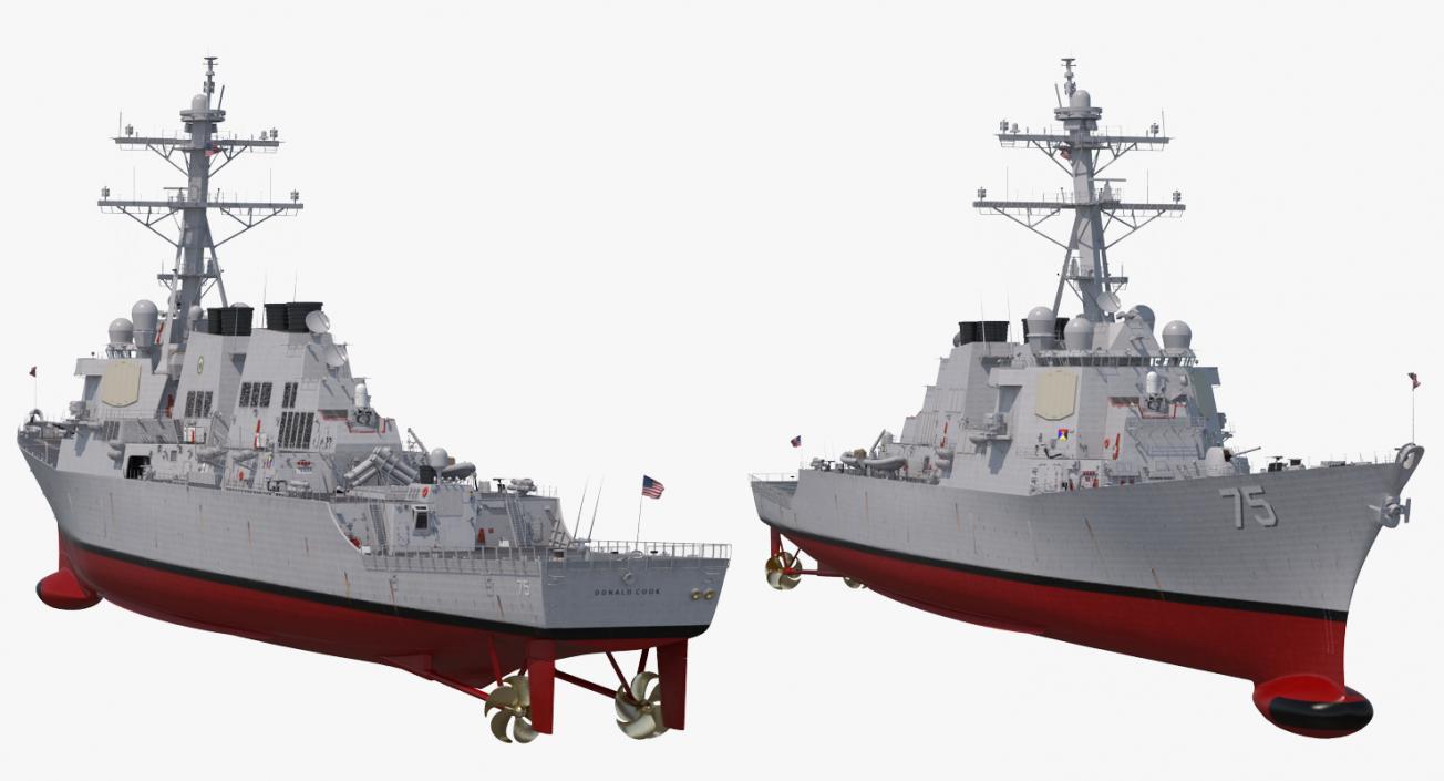 Arleigh Burke Destroyer Donald Cook DDG-75 Rigged 3D model