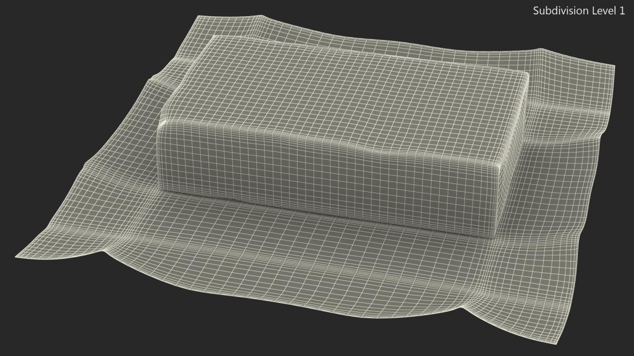 Whole Block of Butter in Open Foil Packaging 3D model