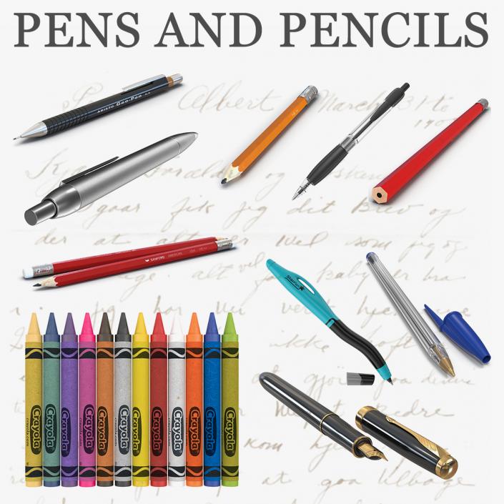 Pens and Pencils 3D Models Collection 2 3D model