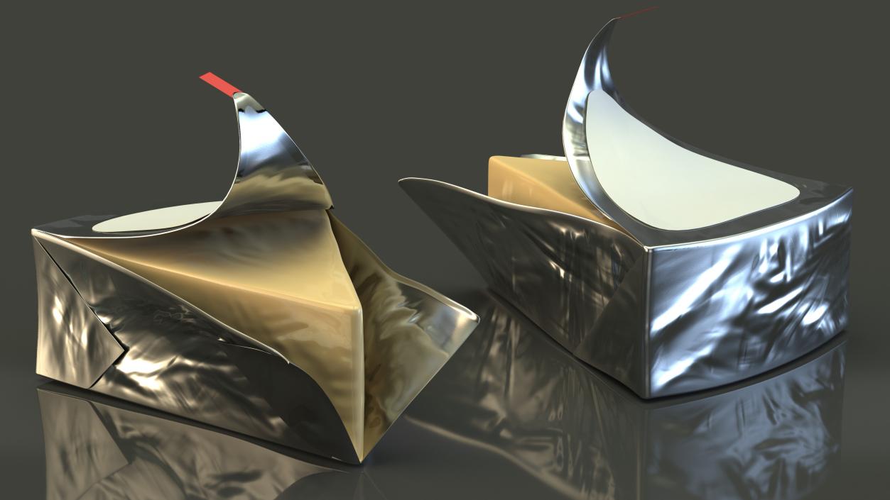 Open Creamy Cheese Triangle 3D