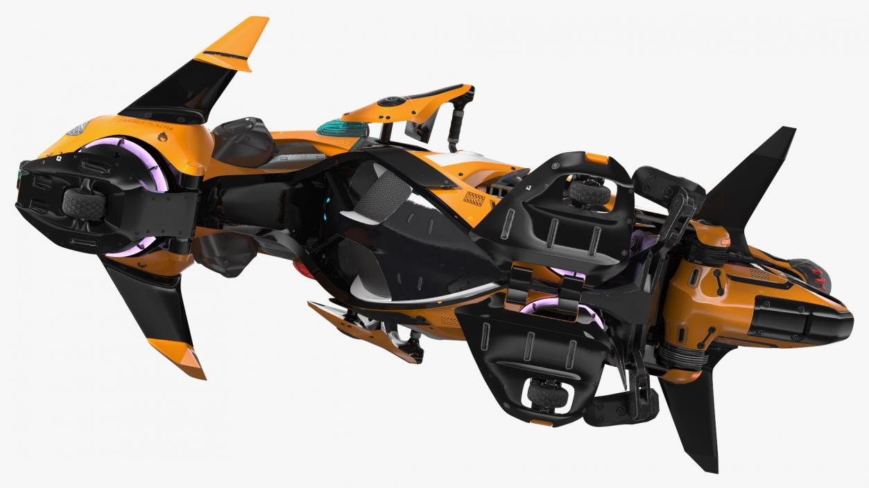 3D Scifi Fly Motorcycle Yellow Rigged for Cinema 4D model