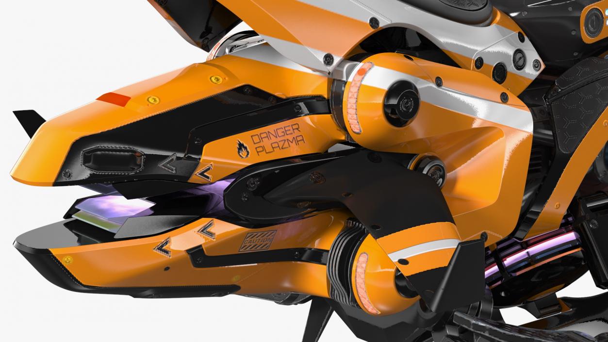 3D Scifi Fly Motorcycle Yellow Rigged for Cinema 4D model