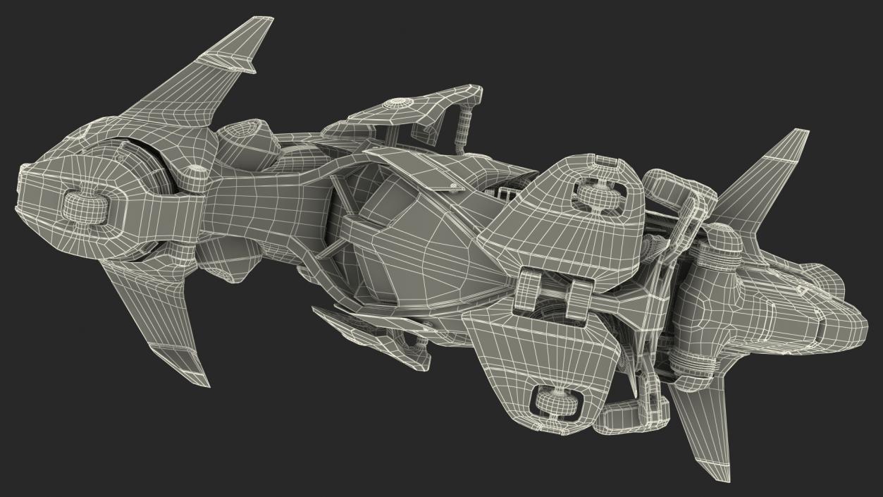 3D Scifi Fly Motorcycle Yellow Rigged for Cinema 4D model