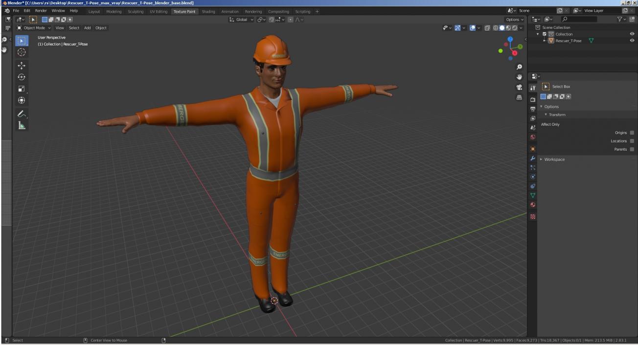 Rescuer T-Pose 3D model