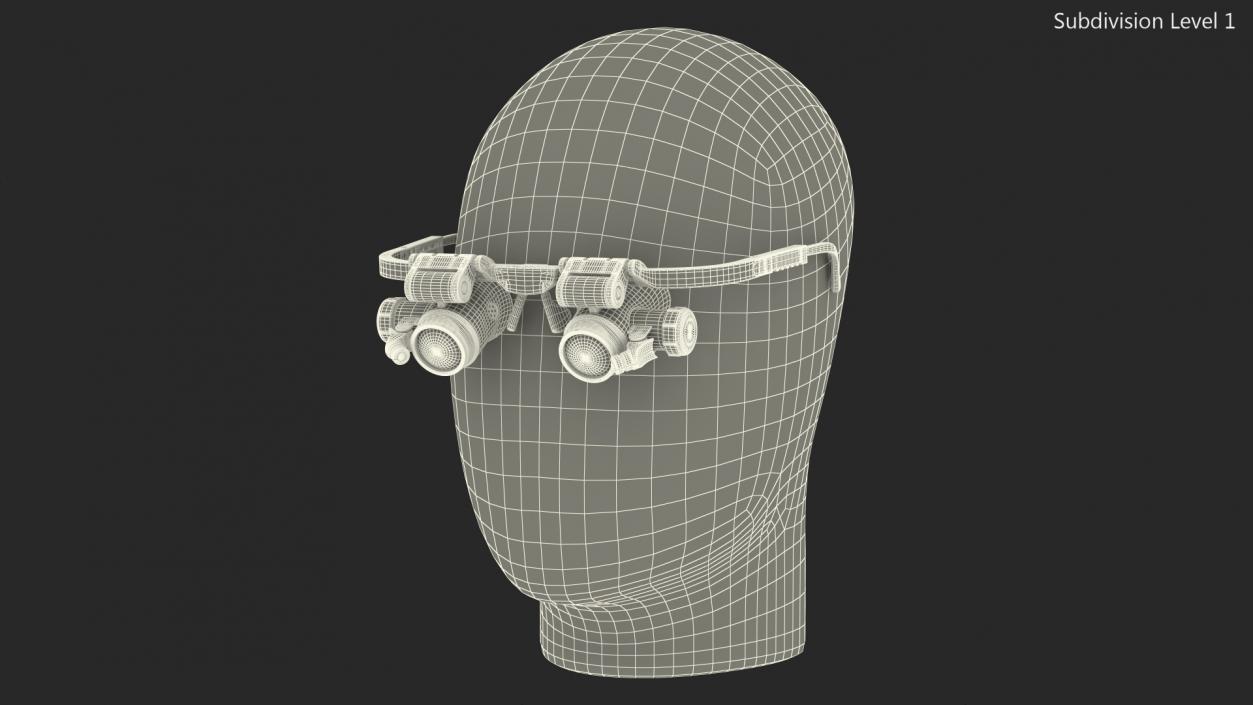 Binocular Head Mount White Magnifier Glasses 3D model