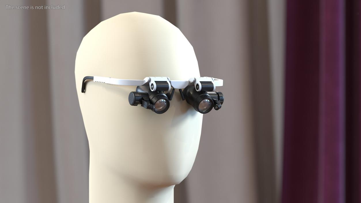 Binocular Head Mount White Magnifier Glasses 3D model