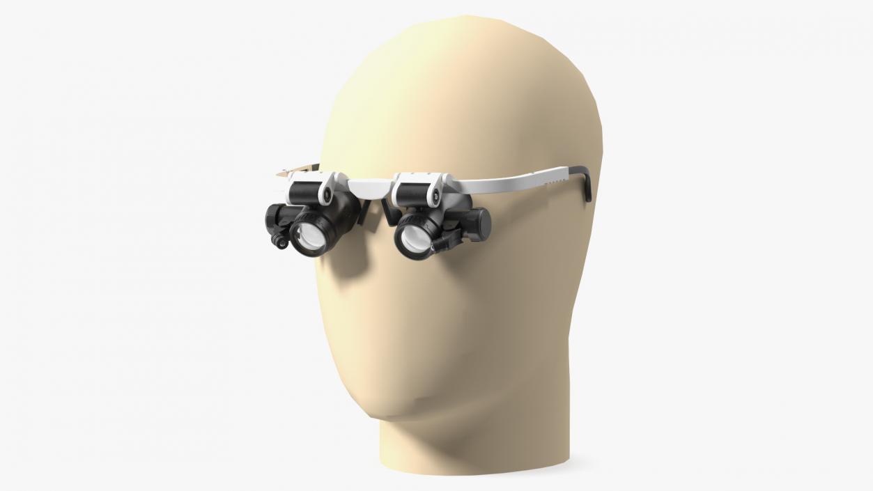 Binocular Head Mount White Magnifier Glasses 3D model