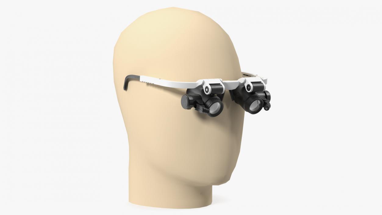 Binocular Head Mount White Magnifier Glasses 3D model