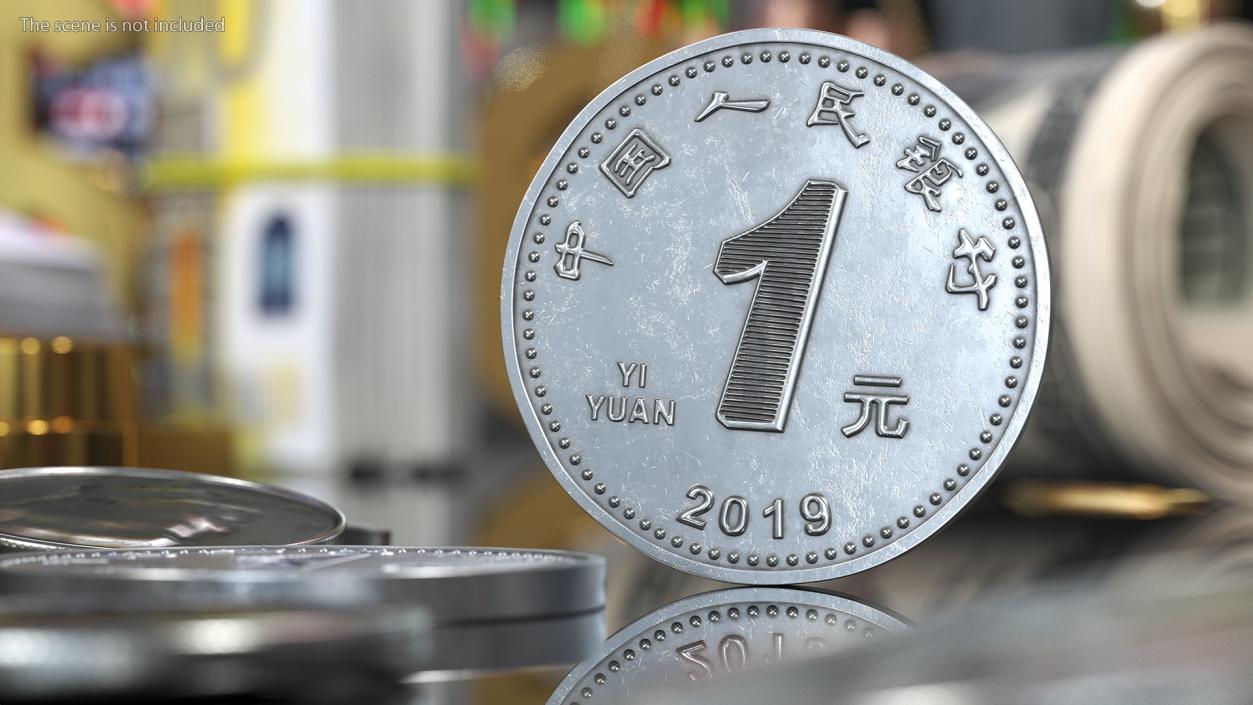 China 1 Yuan Coin 3D