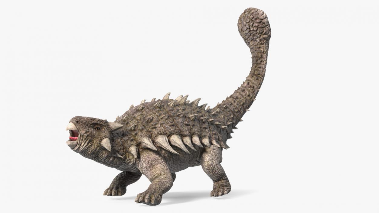 3D Ankylosaurus Deserted in Attack Pose